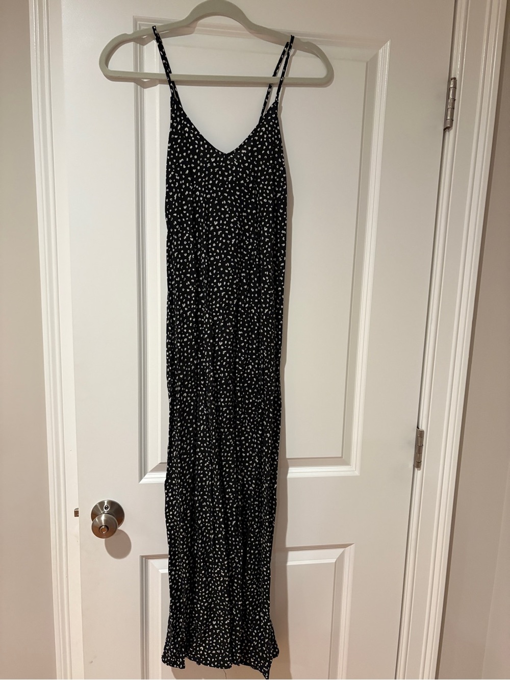 Old Navy Black Maxi Dress with White Dot Print